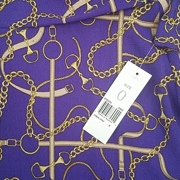 Donna Morgan purple A-line dress w 3/4 sleeves - Picture 3 of 4